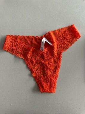Victoria’s Secret Women's Orange Lace Thong Panty